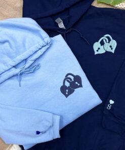 Custom Embroidered Love Padlock Matching Hoodies for Couples, Personalized Couple Sweatshirt, Couple Embroidered Sweatshirt, Valentine's Day Gifts Idea For Him Her