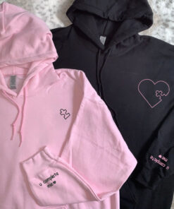 Custom Embroidered Boyfriend and Girlfriend Matching Hoodies for Couples, Personalized Couple Sweatshirt, Couple Embroidered Sweatshirt, Valentine's Day Gifts Idea For Him Her
