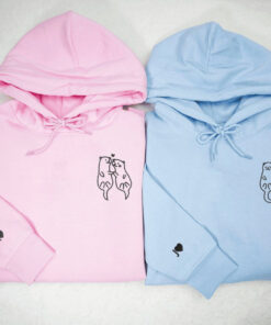 Custom Embroidered Otter Matching Hoodies for Couples, Personalized Couple Sweatshirt, Couple Embroidered Sweatshirt, Valentine's Day Gifts Idea For Him Her