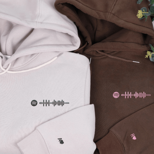 Custom Embroidered Spotify Code Matching Hoodies for Couples, Personalized Couple Sweatshirt, Couple Embroidered Sweatshirt, Valentine's Day Gifts Idea For Him Her - Image 4