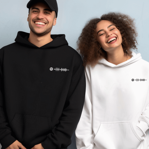 Custom Embroidered Spotify Code Matching Hoodies for Couples, Personalized Couple Sweatshirt, Couple Embroidered Sweatshirt, Valentine's Day Gifts Idea For Him Her - Image 5