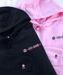 Custom Embroidered Spotify Code Matching Hoodies for Couples, Personalized Couple Sweatshirt, Couple Embroidered Sweatshirt, Valentine's Day Gifts Idea For Him Her
