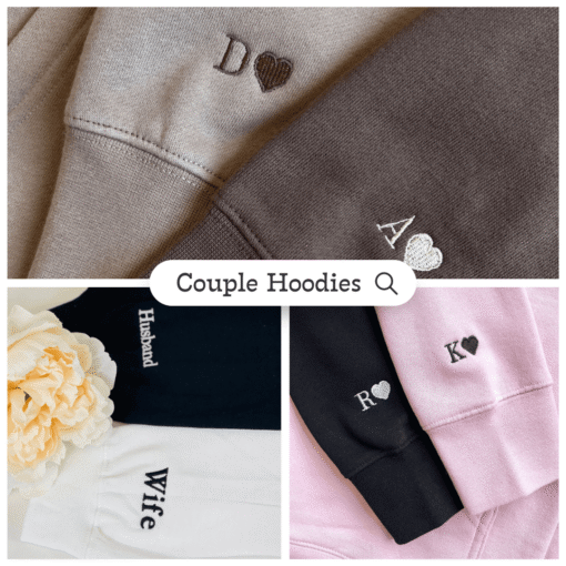 Embroidered Mr & Mrs with Est Year Hoodie or Sweatshirt, Personalized Couple Sweatshirt, Couple Embroidered Sweatshirt, Valentine's Day Gifts Idea For Him Her - Image 5
