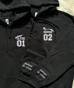 Embroidered Bonnie and Clyde Varsity Hoodies or Sweatshirts, Personalized Couple Sweatshirt, Couple Embroidered Sweatshirt, Valentine's Day Gifts Idea For Him Her