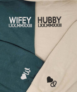 Hubby x Wifey Chest Custom Embroidered Matching Hoodies For Couples, Personalized Couple Sweatshirt, Couple Embroidered Sweatshirt, Valentine's Day Gifts Idea For Him Her
